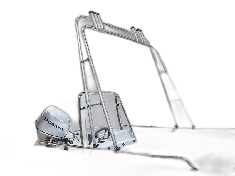Aluminiowy łuk wędkarski, 6 uchwytów na wędki + 4 mocowania Ø25 mm **