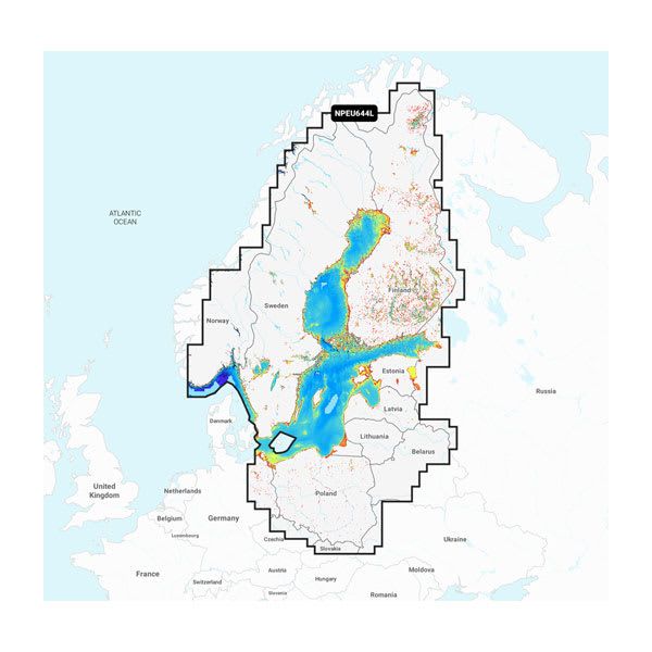 Mapa Navionics+ Platinum+ Morze Bałtyckie (Large) - mapa batymetryczna Bałtyku